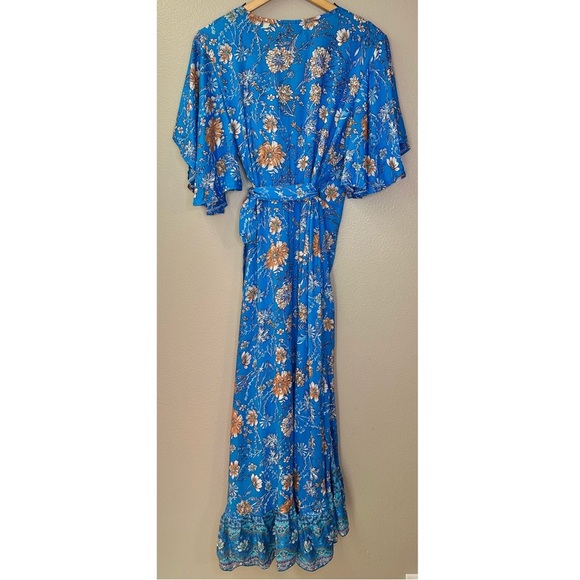 The Fox and the Mermaid Bohemian Jodoh Maxi Wrap Dress Floral Ruffle Flowy - Picture 3 of 11